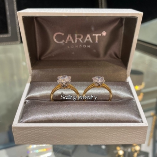 香港专柜 英国 CARAT LONDON 人造钻石戒指 六爪黄金 订婚戒指