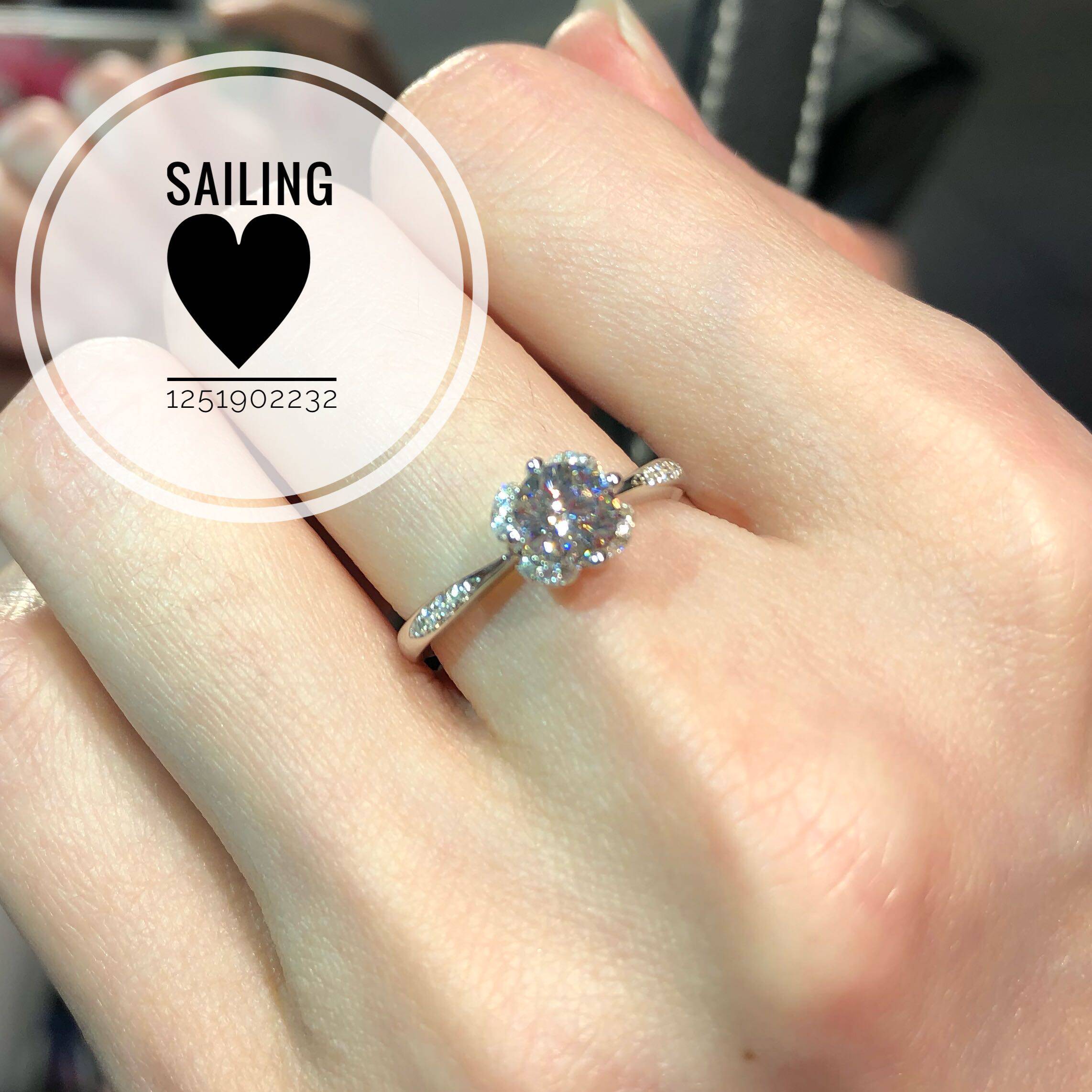 现货 61分圆形人造钻石 vvs 完美切工 925银 戒指