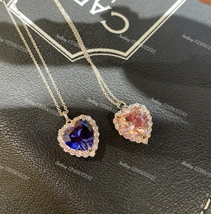 现货香港专柜代购CARATLondon4·5克拉粉钻心形人造钻石项坠吊坠