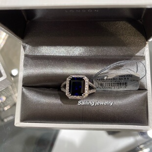 香港专柜 英国carat london 人工蓝宝石戒指  3克拉