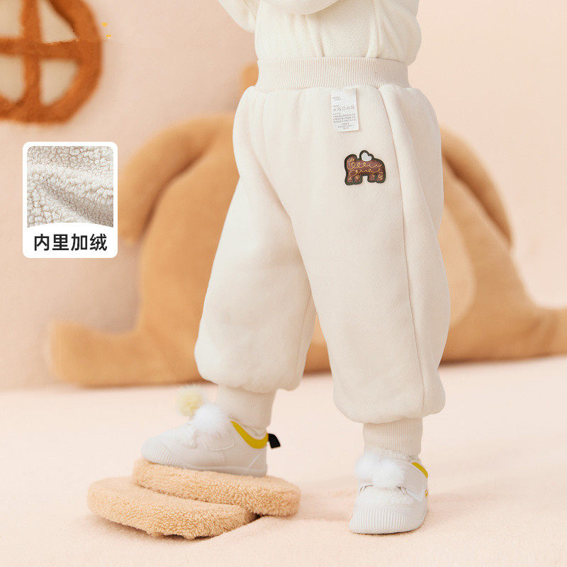 清仓折扣鹿小糖婴儿宝宝裤子男童长裤女童加绒裤羊羔毛天鹅绒保暖