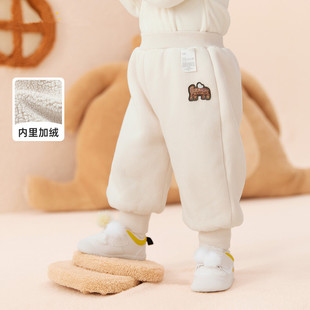 清仓折扣鹿小糖婴儿宝宝裤子男童长裤女童加绒裤羊羔毛天鹅绒保暖