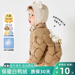 巴拉梦多多婴儿羽绒服2023新款冬装男女童宝宝短款轻薄造型外套潮