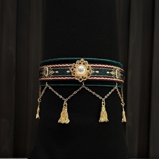 猫猫项圈宠物饰品摄影项链宝石阿比猫咪狗狗项圈流苏颈圈丝绒猫圈