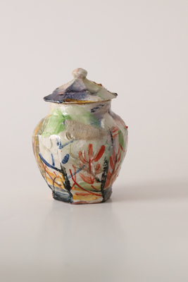 良子吕锡良手捏茶叶罐彩绘景德镇陶瓷茶具孤品小号旅行携带方便