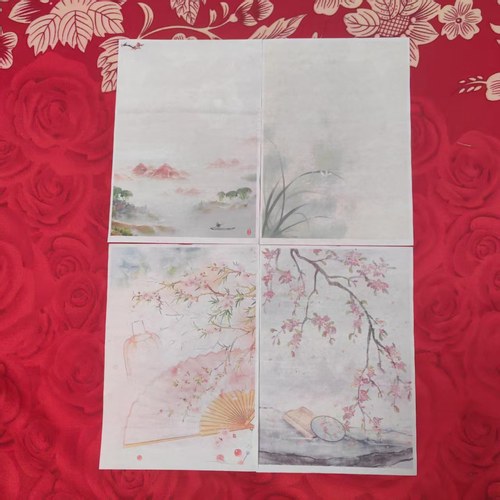 安徽书画纸微喷绘A4A5竖信笺笺纸花鸟虫鱼山水仿古风诗笺诗情画意