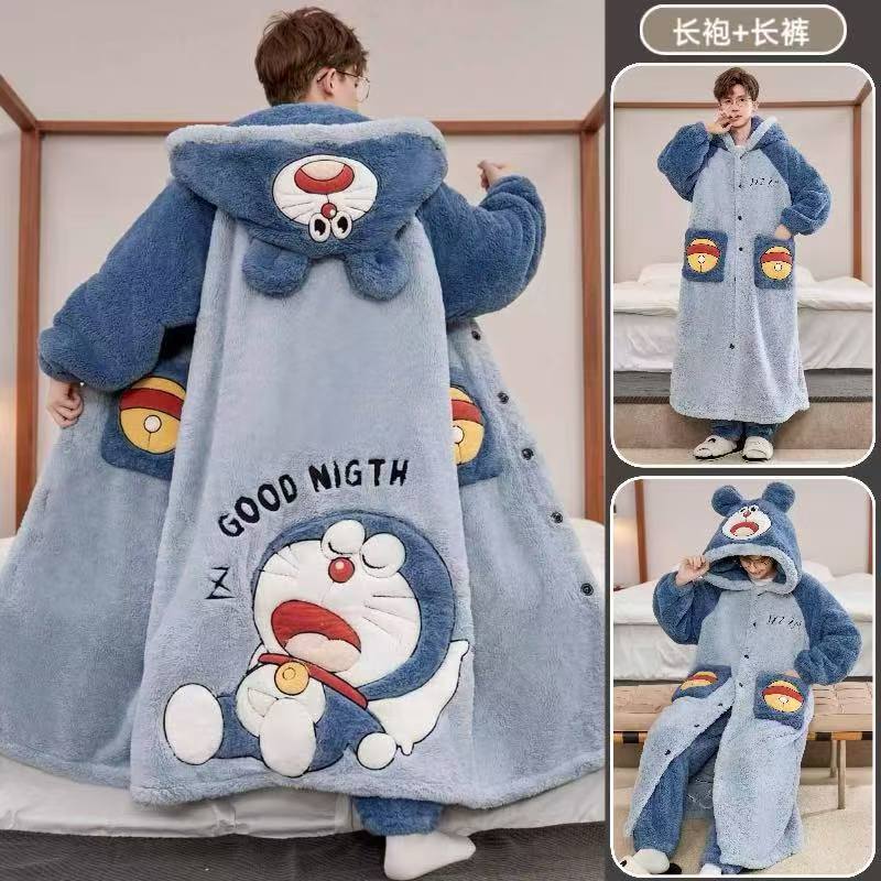冬季珊瑚绒加绒加厚睡衣套装