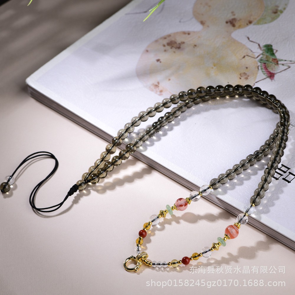 天然南红万能链茶晶串珠唐卡佛牌吊坠挂绳男女款简约款项链绳饰品图片