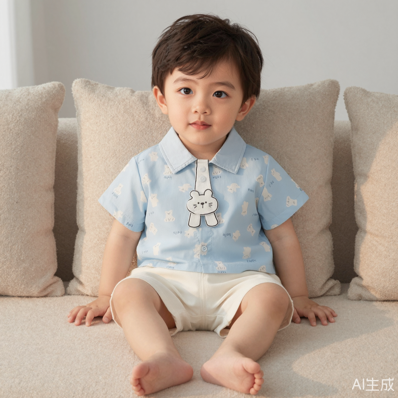 男童a类纯棉夏季衣服婴幼儿分体小套装儿童夏装分体式按扣设计
