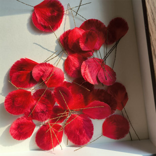绒花半成品绒片花瓣红色系蚕丝线制作非遗绒花夹扁款DIY配件绒条
