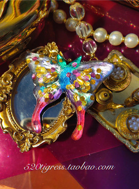 原创设计亮片闪光蝴蝶戒指胸针