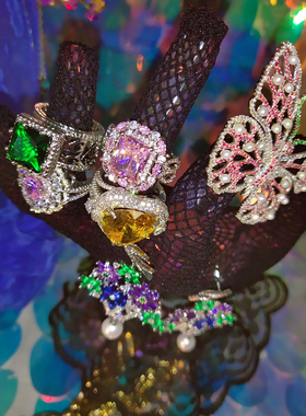 tigress欧美甜美复古莱茵石心形