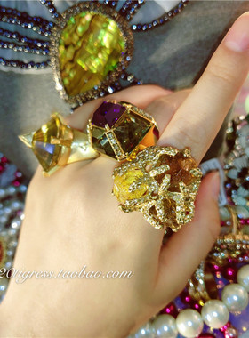 欧美风小众复古宝石戒指