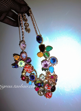 欧美小众设计彩色宝石孤品项链