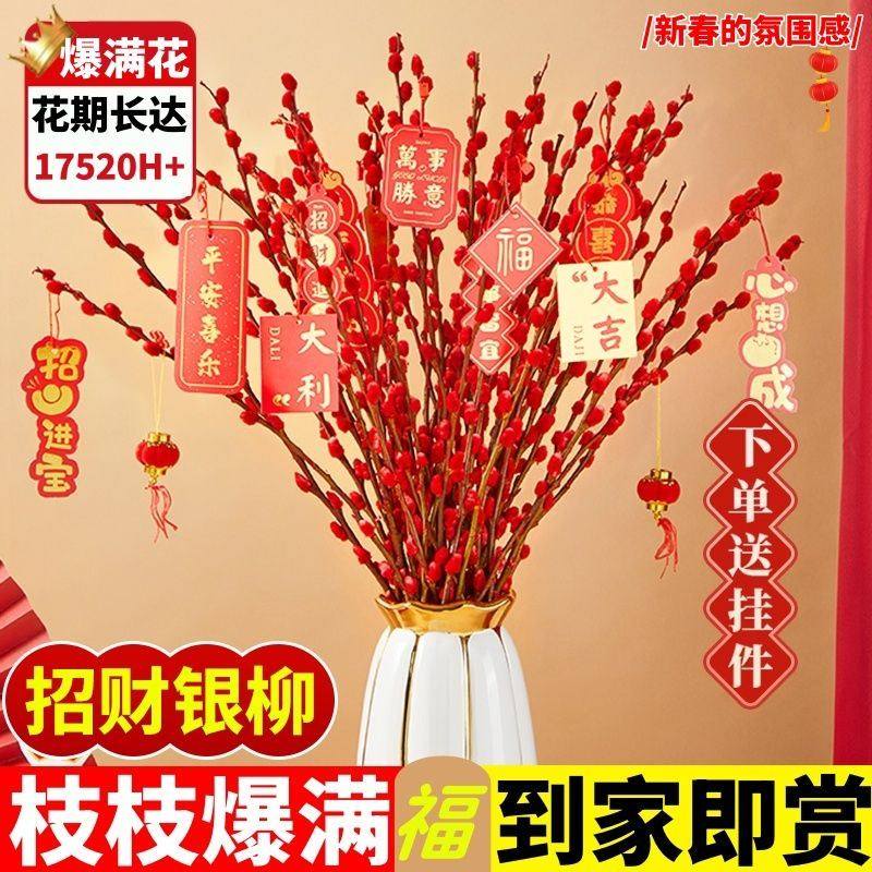 银柳真花鲜枝招财年宵花红色喜庆室内水培鲜花干花客厅摆件装饰花,鲜花速递/花卉仿真/绿植园艺,土壤覆盖物,淘宝优惠券,粉丝福利购,淘宝优惠卷