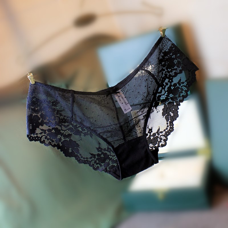 超薄无痕低腰内裤女性感蕾丝刺绣