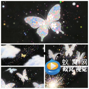S7372《蝶恋花》唯美粒子蝴蝶 梁祝 文艺汇演背景视频素材