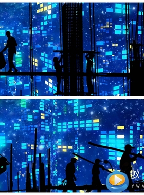 S2399建设者之歌 城市建筑工人劳动节农民工剪影led背景视频素材