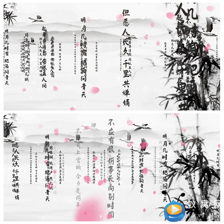 s1732 水调歌头 王菲伴奏 歌曲mv 配乐成品  背景视频素材制作