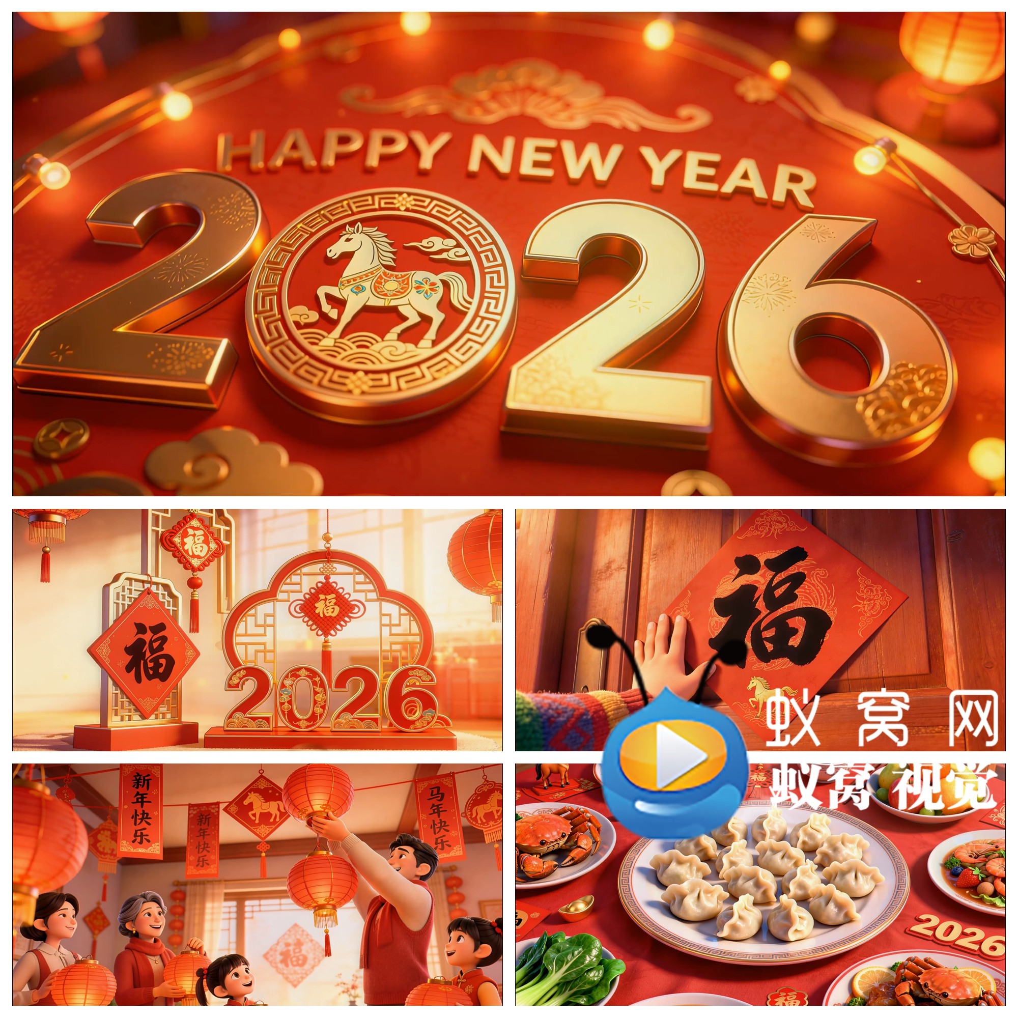S7209《春节序曲》2026 马年定制版春节喜庆春晚LED背景视频素材