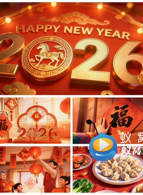 S7209《春节序曲》2026 马年定制版春节喜庆春晚LED背景视频素材