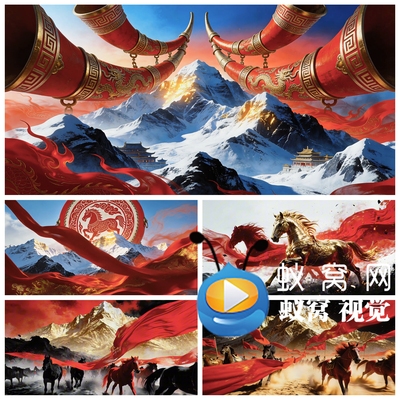 S7370《万马奔腾》战马奔腾 马年年会开场舞文艺汇演背景视频素材