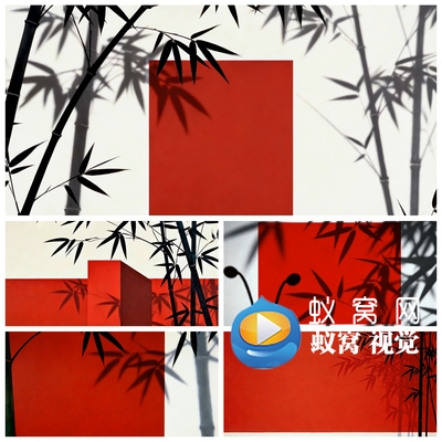 S7133宽屏 国风国潮竹子意境 红黑竹林 古典古风演出背景视频素材