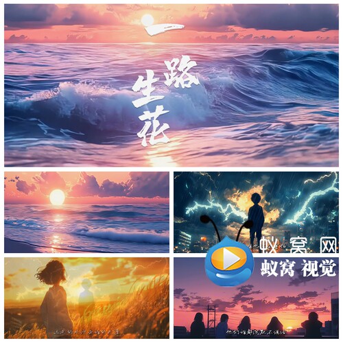 S6380《一路生花》伴奏歌词 毕业送别歌曲 MVLED大屏背景视频素材