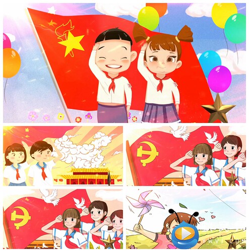 S2696 歌声与微笑  伴奏+歌词 爱国歌曲MV晚会LED 背景视频素材