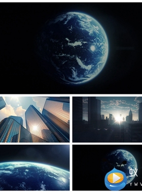 S2316 科技风冲出地球 俯冲地球科技风视频素材