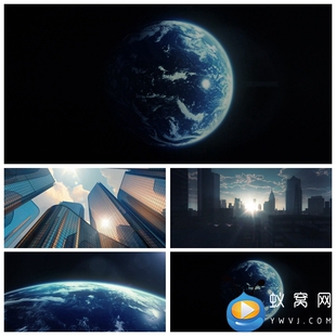 S2316 科技风冲出地球 俯冲地球科技风视频素材