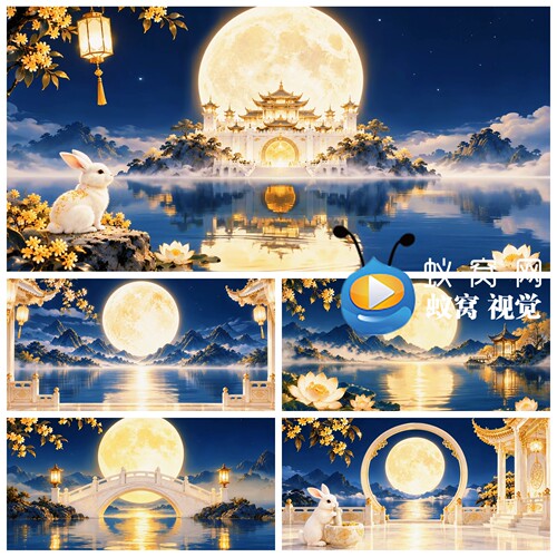 S8082《玉兔呈祥》中秋舞蹈 玉人舞中秋晚会月亮舞蹈背景视频素材