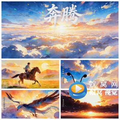 S7292《奔腾》歌曲MV 励志青春年会晚会文艺汇演演出背景视频素材