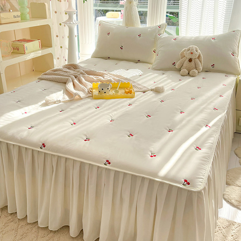 2025新款水洗棉夹棉床裙加厚床罩席梦思床垫保护套防尘遮丑带裙边,床上用品,床裙,淘宝优惠券,粉丝福利购,淘宝优惠卷