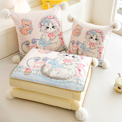 罗莉塔可爱毛球抱枕被子两用办公室午睡枕头毯子二合一汽车载靠垫