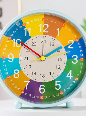 闹钟早教学生儿童坐钟女孩男孩起床神器学生用桌面学习时钟表摆件