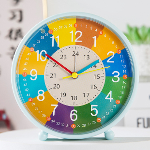 闹钟早教学生儿童坐钟女孩男孩起床神器学生用桌面学习时钟表摆件