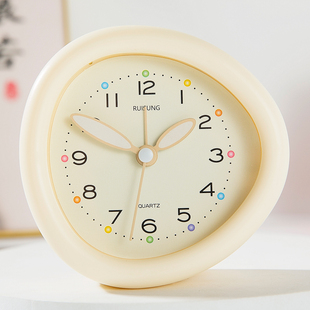 北欧闹钟学生男女孩起床神器卧室宿舍奶油风儿童桌面闹铃钟表摆件
