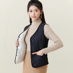 百搭内胆 v领坎肩修身 2025新款 秋冬羽绒棉马甲女加绒保暖背心短款