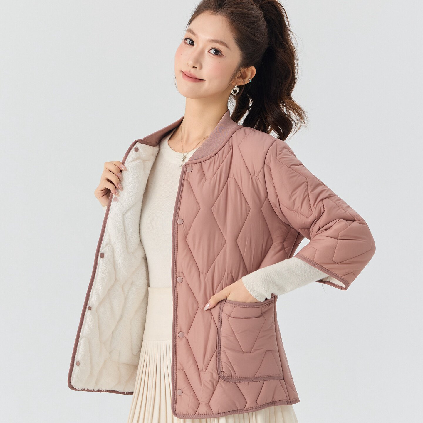 棉衣女短款冬季加绒加厚保暖棉服