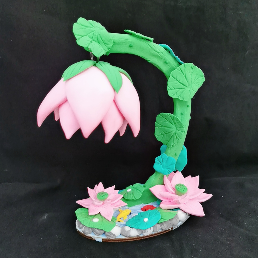 【小夜灯a款荷花材料包】超轻粘土白胚儿童寻创意美术手工材料库