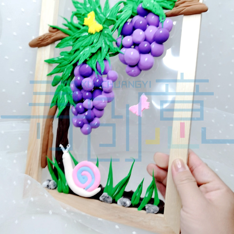 【松木框:小蜗牛和葡萄树材料包】超轻粘土配件寻创意美术手工
