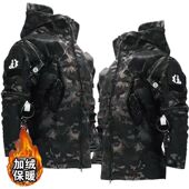 户外迷彩防寒三合一冲锋衣男女保暖防水加绒秋冬软壳多口袋衣外套