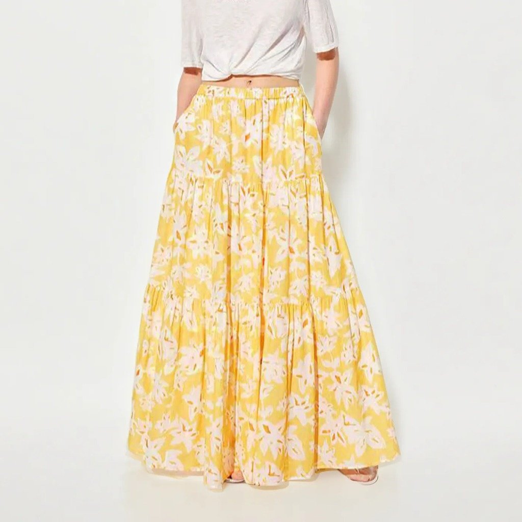 【商场同款】2026夏新度假系列松紧高腰蛋糕裙花卉时尚印花半身裙