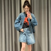 2026春新品 简约显瘦宽松设计感拉链轻奢风牛仔夹克外套小香风 时尚