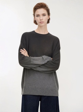 【奢定SHX】2025冬新品宽松时尚含羊绒毛撞色软糯针织衫渐变毛衣