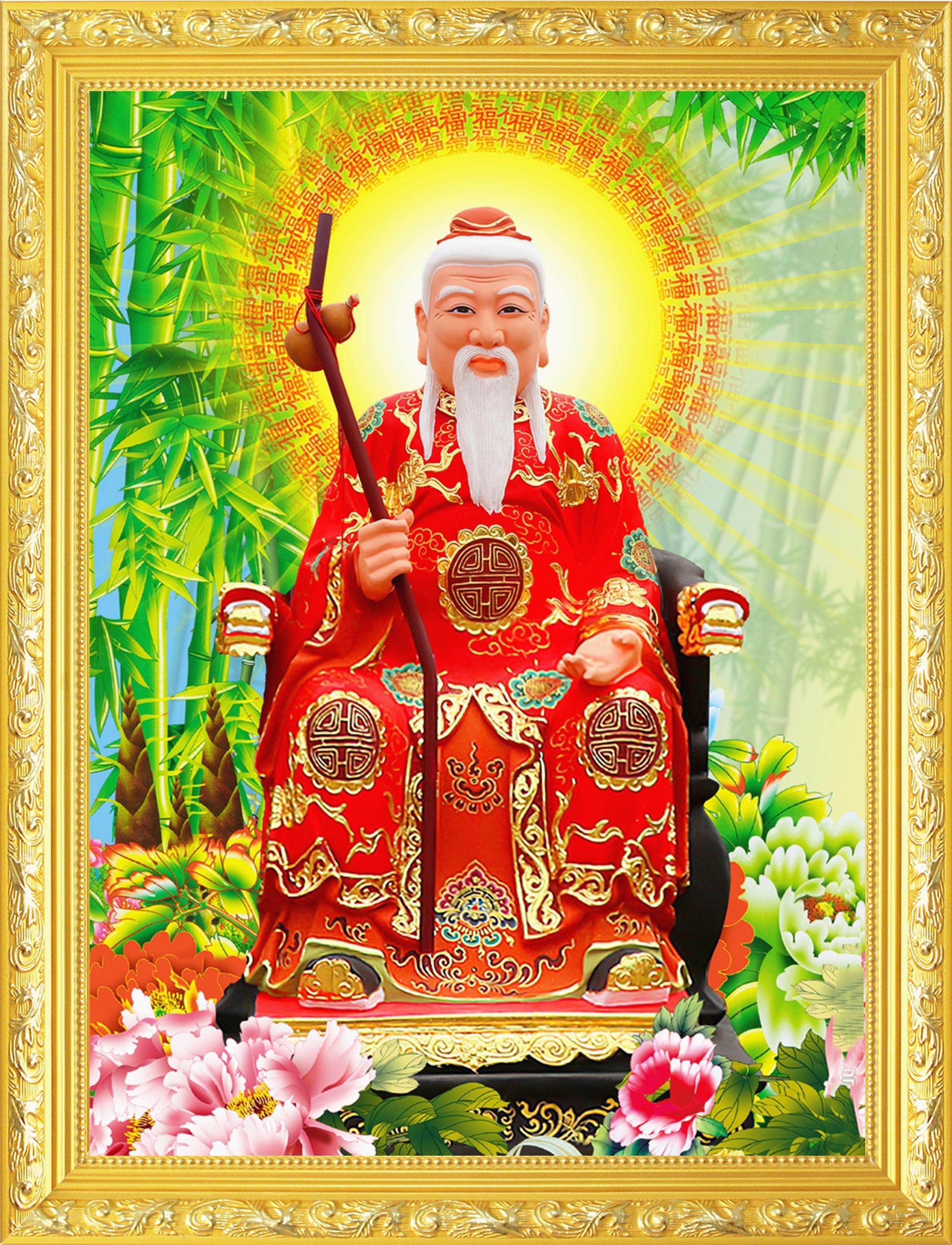 大小款 月老 月老星君 画像挂像挂画贴画丝绢卷轴挂画 可带实木框