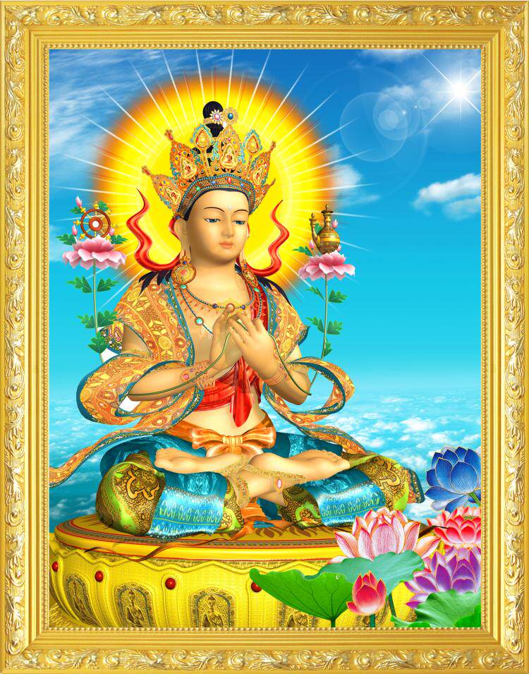 大小款 弥勒佛 天冠弥勒菩萨 佛像画像挂像挂画自粘贴画 可带木框