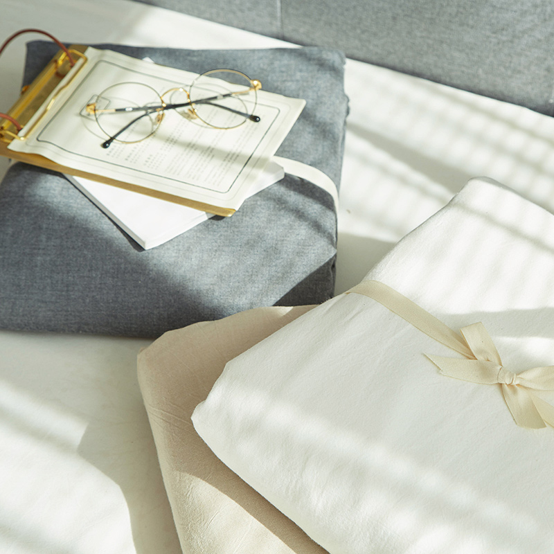 纯棉水洗棉纯色全棉被套柔软酒店民宿单件纯白格子单人双人被罩