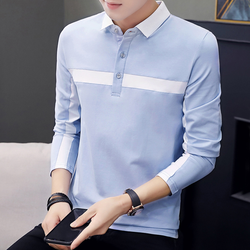 秋季长袖T恤纯棉男士有领POLO衫